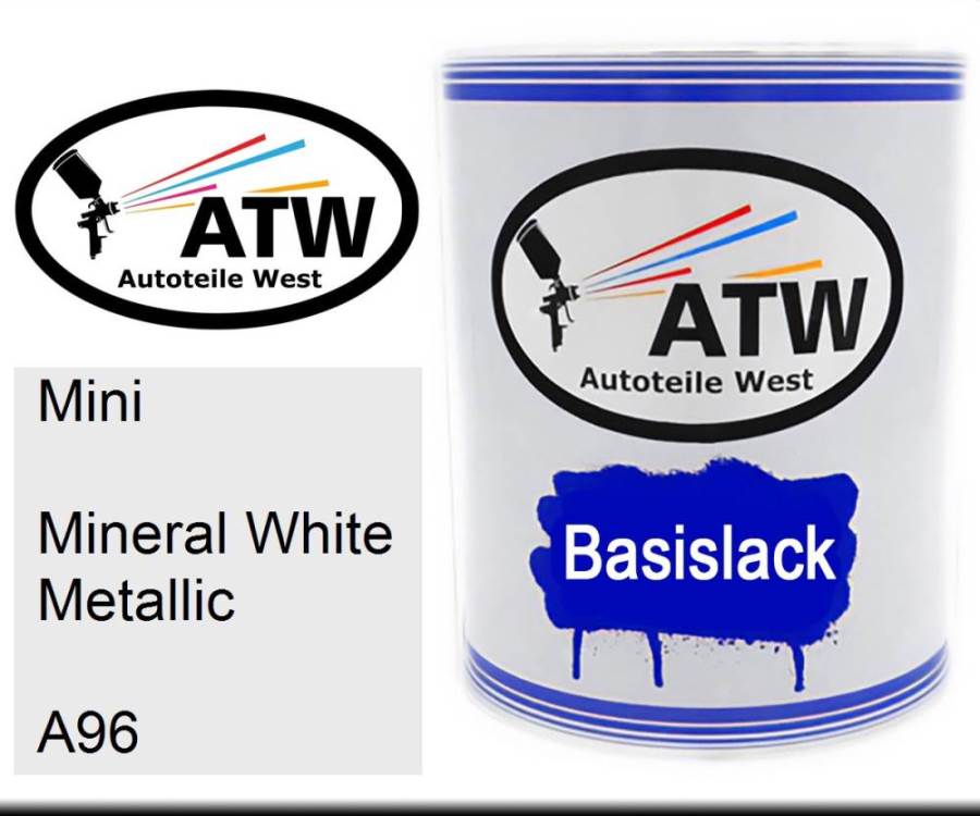 Mini, Mineral White Metallic, A96: 1L Lackdose, von ATW Autoteile West.